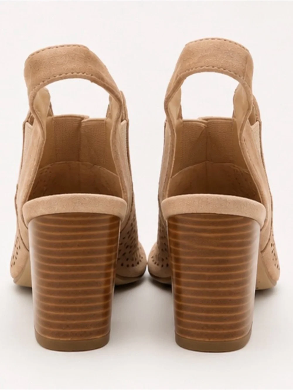 Unisa Taupe Cutout Slingback Block Heel Peep Toe
